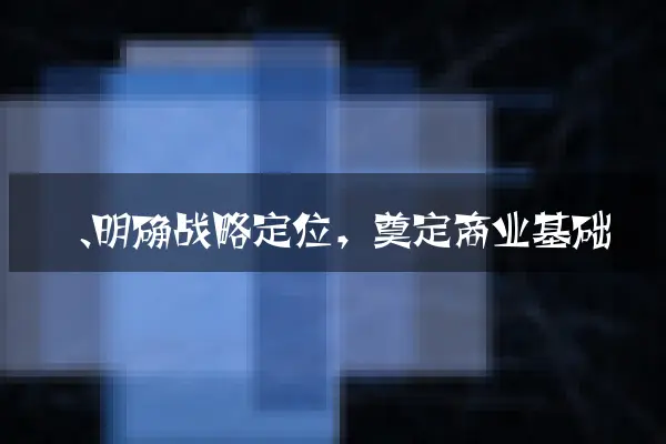 一、明确战略定位，奠定商业基础