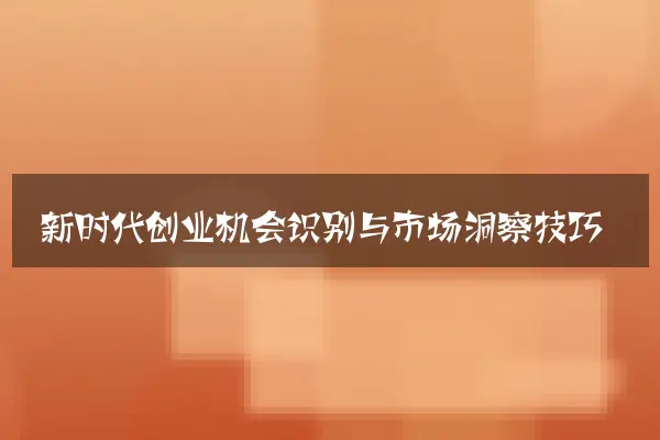 新时代创业机会识别与市场洞察技巧