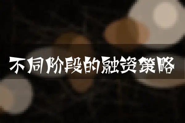 不同阶段的融资策略