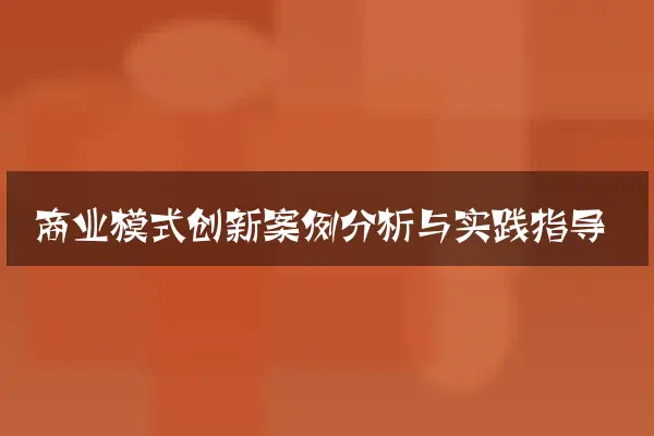 商业模式创新案例分析与实践指导